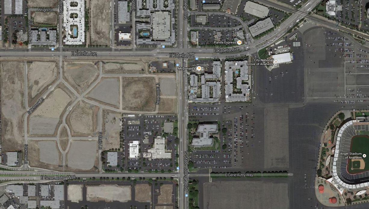 MISSING THE MARK: Anaheim's "A-Town" has sat empty for almost 7 years. The project has since been scaled back to more of your cookie-cutter townhouse development.